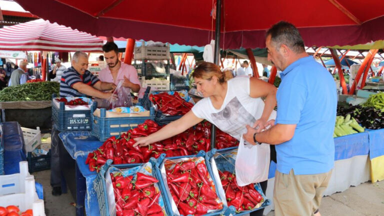 Erzincan’da salçalık domates ve biberler tezgahlarda