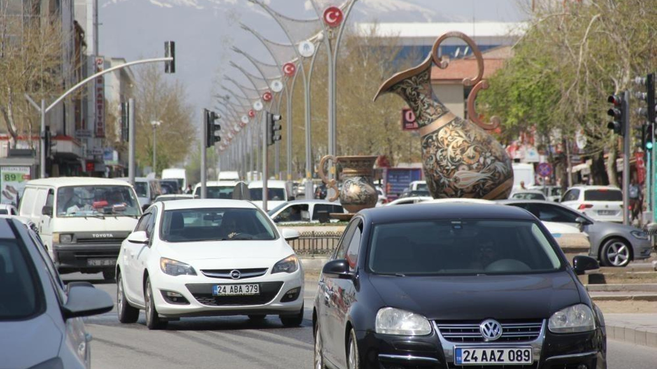 Erzincan’daki araç sayısı 71 bin 308 oldu