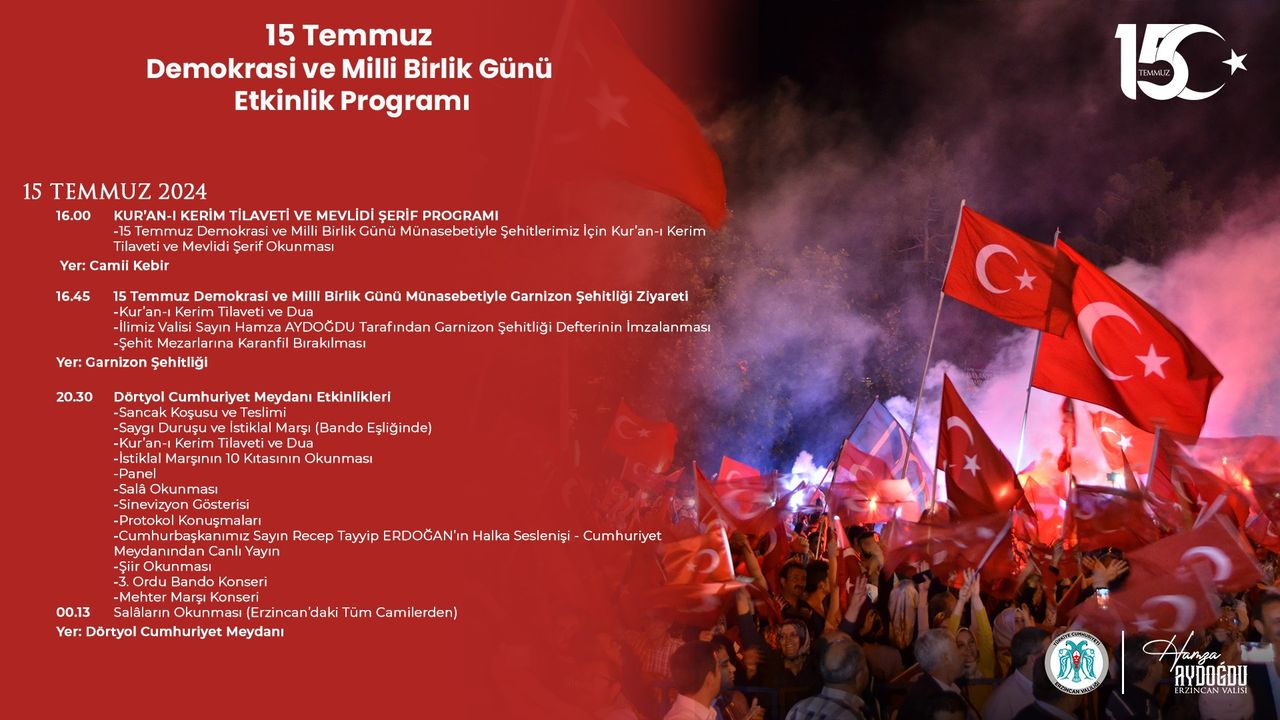 15 Temmuz Demokrasi ve Milli Birlik Günü Etkinlik Programı