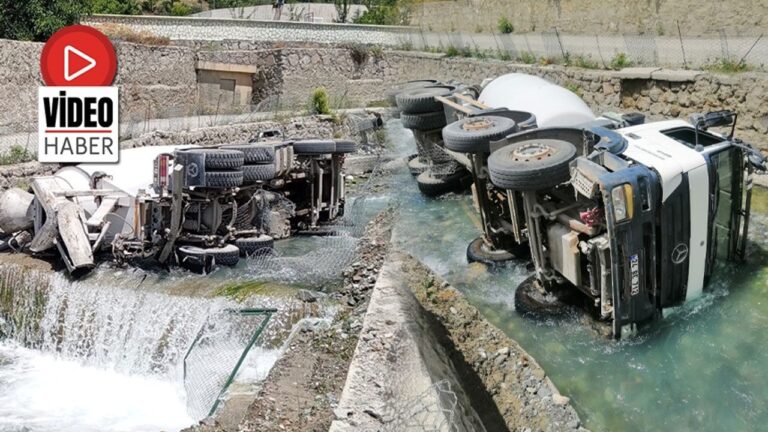 Beton Mikseri Kanala Düştü