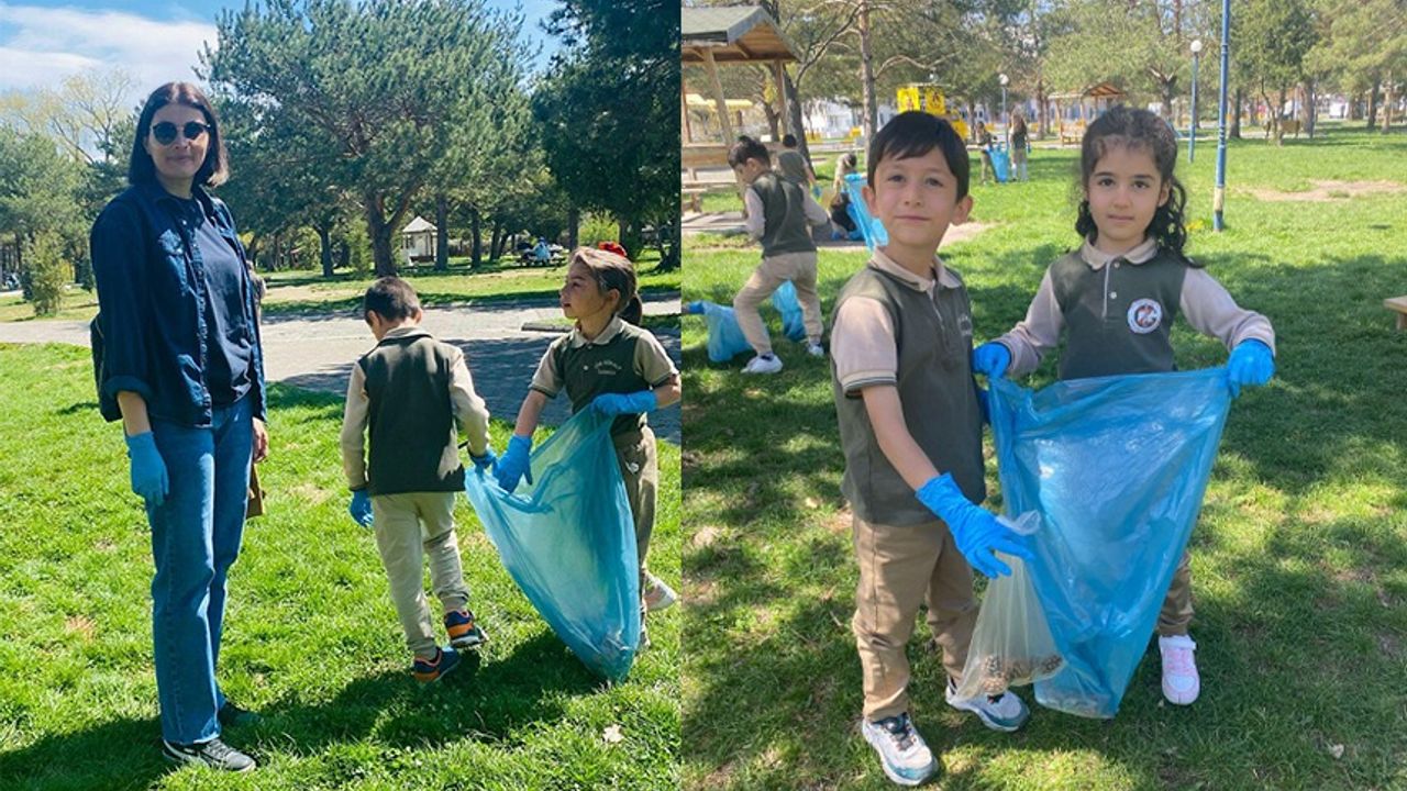Küçük Öğrenciler Atatürk Parkında Çevre Temizliği Yaptılar
