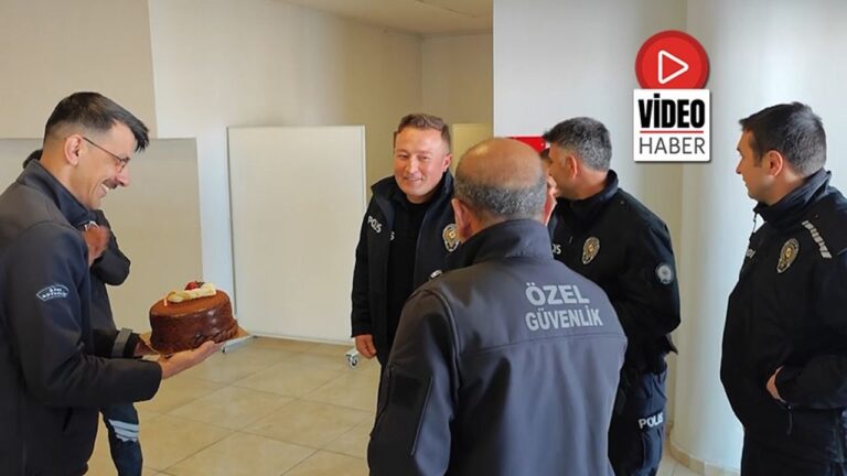Güvenlik Görevlilerinden Polislere Pastalı Sürpriz