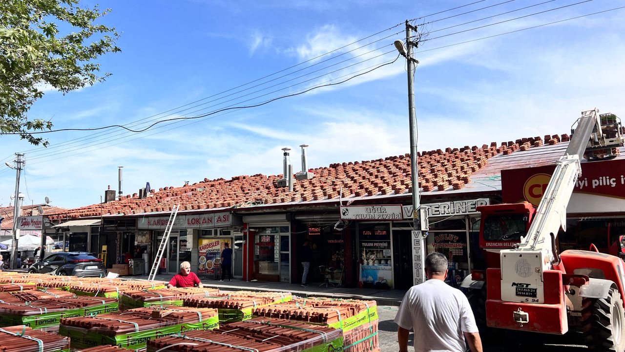 Yangında zarar gören işyerlerinde çalışmalar sürüyor