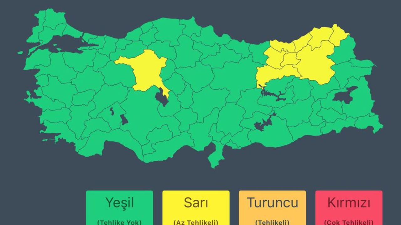 Meteoroloji’den Erzincan İçin Sarı Kodlu Uyarı