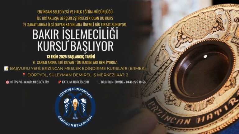 Erzincan Belediyesi’nden Kadınlara Yönelik Bakır İşlemeciliği Kursu