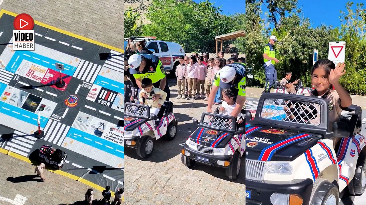 Erzincan’da Jandarmadan Öğrencilere Uygulamalı Trafik Eğitimi