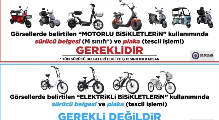 Erzincan Emniyetinden Motorlu Bisiklet ve Elektrikli Araç Kullanıcılarına Uyarı