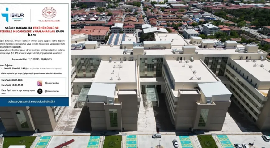 İŞKUR Erzincan’dan Sağlık Bakanlığına 5 Temizlik Personeli Alımı