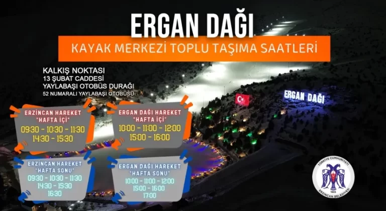 Ergan Dağı Kayak Merkezi’ne Toplu Taşıma Saatleri Güncellendi