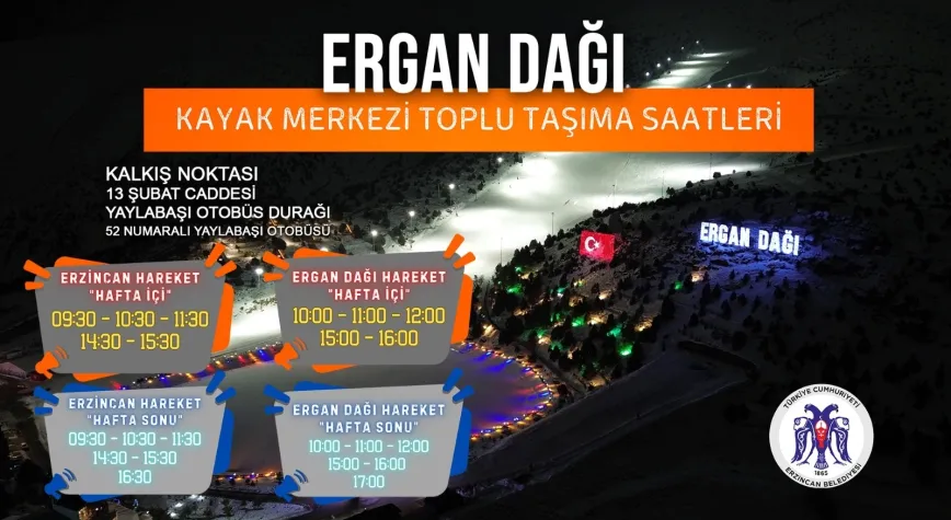 Ergan Dağı Kayak Merkezi’ne Toplu Taşıma Saatleri Güncellendi