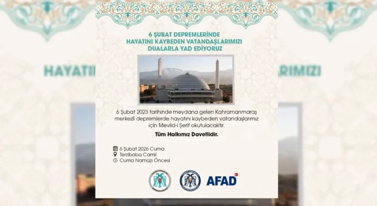 6 Şubat Deprem Şehitleri İçin Erzincan’da Mevlid Programı Düzenlenecek