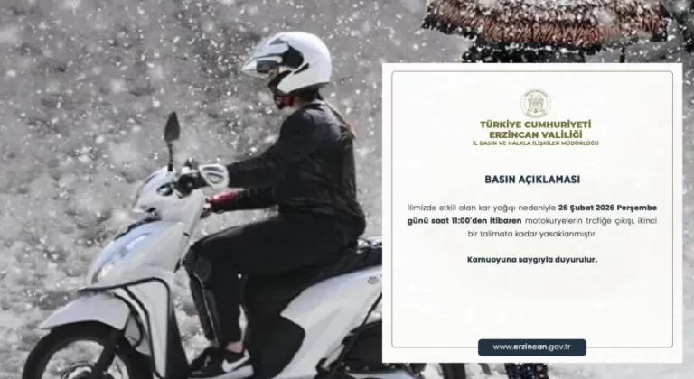 Erzincan Valiliği’nden Duyuru: Motokuryelere Geçici Trafik Yasağı