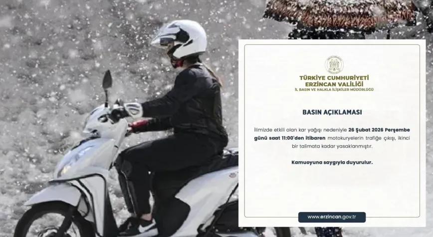 Erzincan Valiliği’nden Duyuru: Motokuryelere Geçici Trafik Yasağı