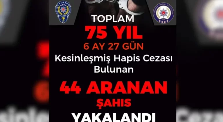 Erzincan’da Aranan Şahıslara Yönelik Operasyon: 44 Kişi Yakalandı