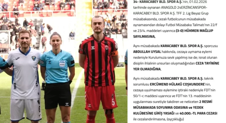 Karacabey Belediyespor’a Hükmen Mağlubiyet Kararı