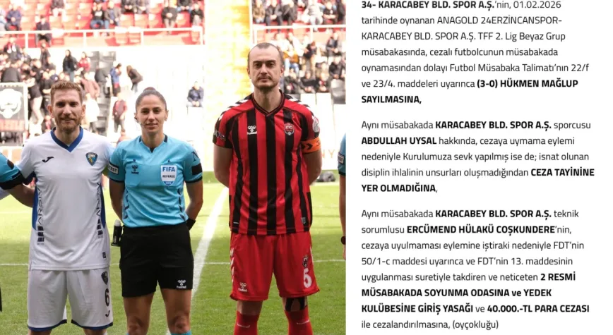 Karacabey Belediyespor’a Hükmen Mağlubiyet Kararı