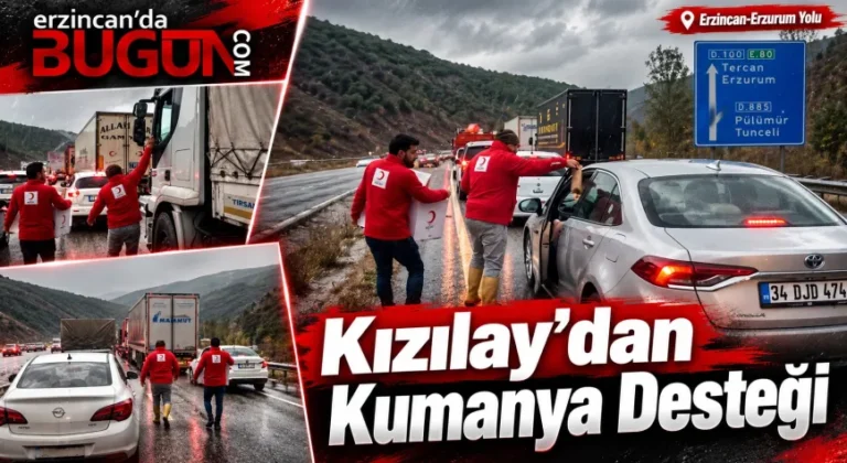 Erzincan-Erzurum Karayolunda Mahsur Kalan Vatandaşlara Kızılay’dan Kumanya Desteği